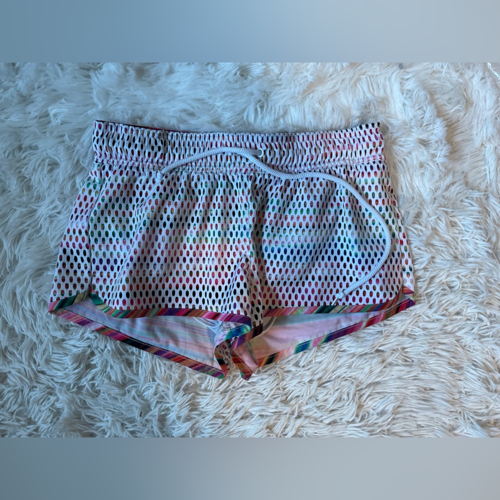 Adidas Rainbow mesh overlay athletic shorts Smal